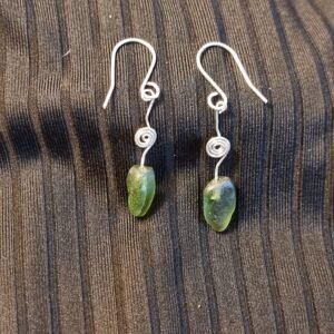 celtic spiral sea glass earrings in 925 sterling silver
