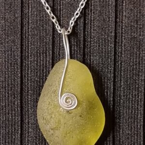 celtic spiral sea glass pendant in sterling silver