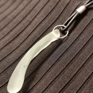 one of a kind rare blue shard sea glass pendant in sterling silver